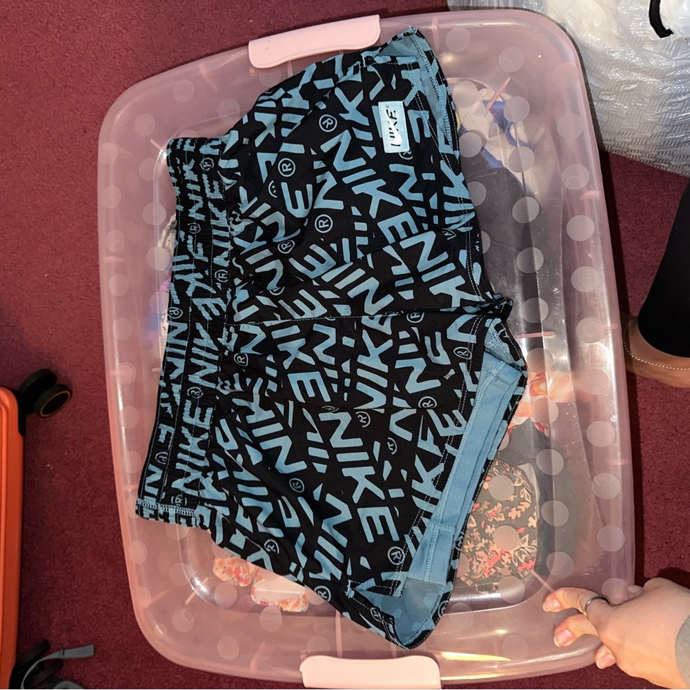 Nike Black Shorts with Light Blue Logo Print